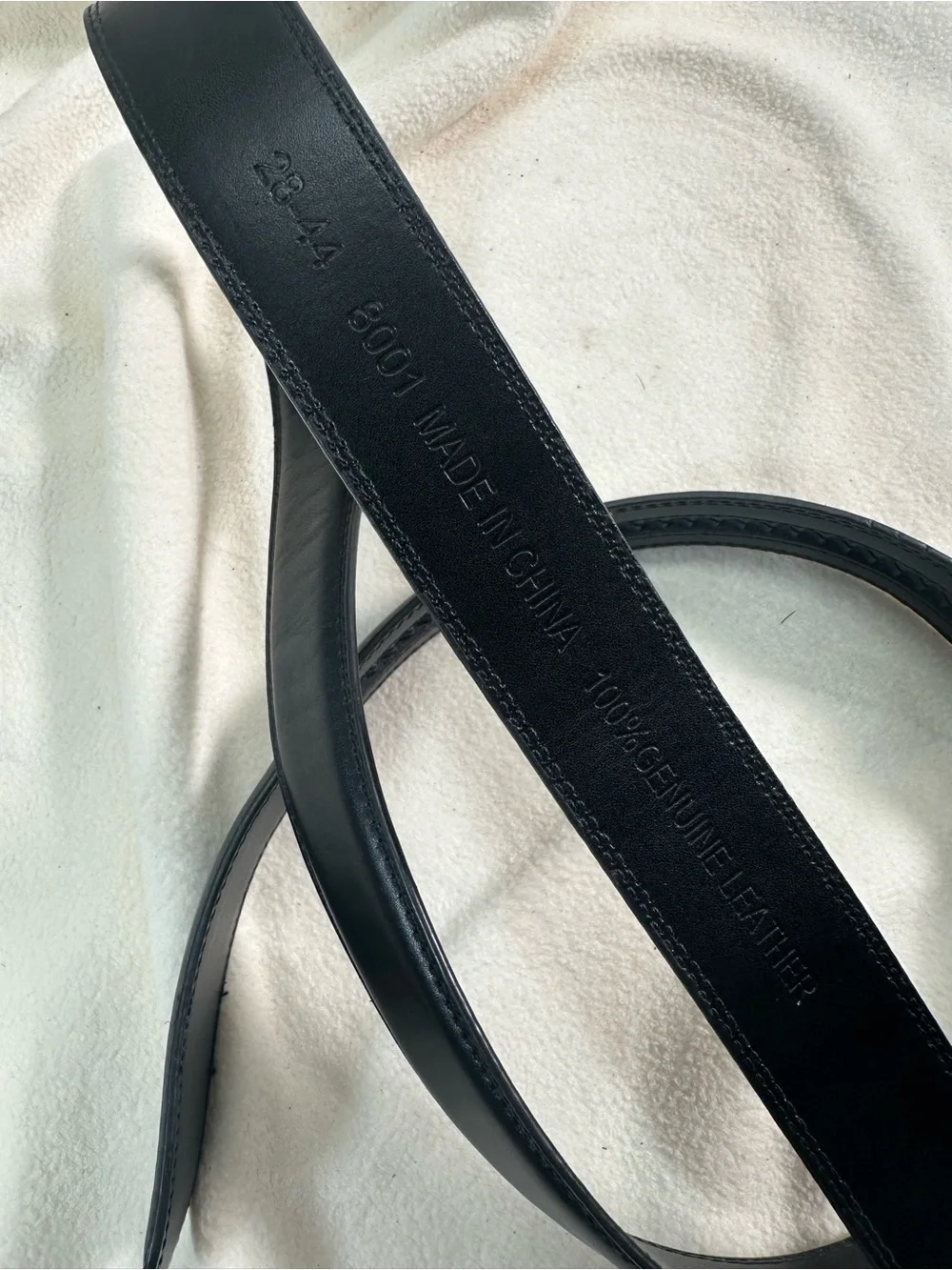 Men’s Black Leather Belt with Rectangular Silver-Tone Buckle Size 28-44